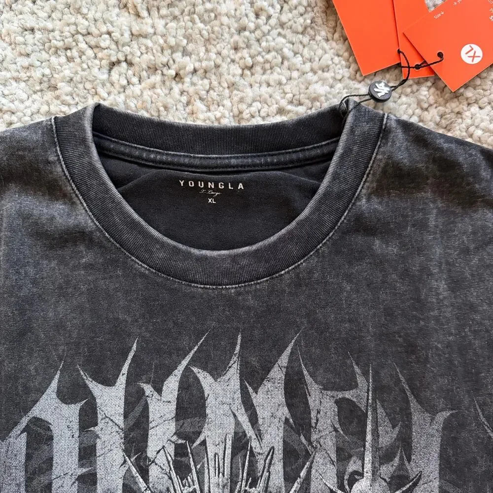 Men's YoungLA 4071 Guardian of Chaos Gods and Heroes T, NWT, XL, BlackWash - Picture 3 of 8